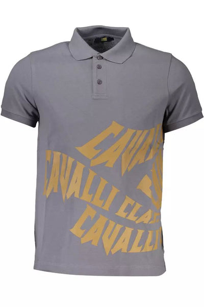 Cavalli Class Gray Cotton Polo Shirt