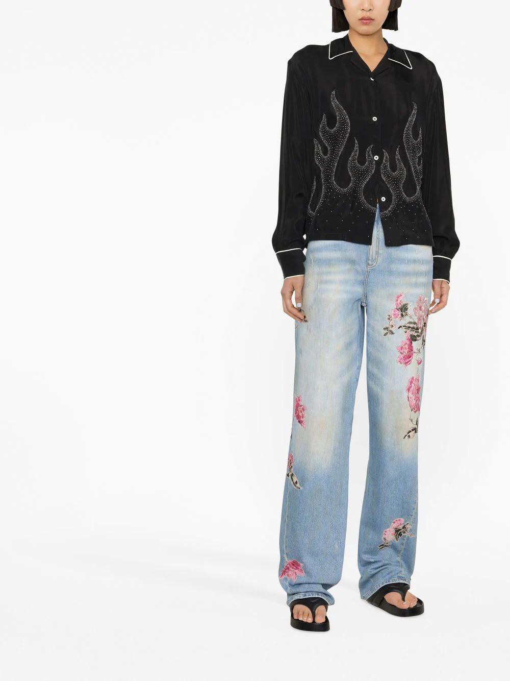 PALM ANGELS flame-embroidered shirt-1