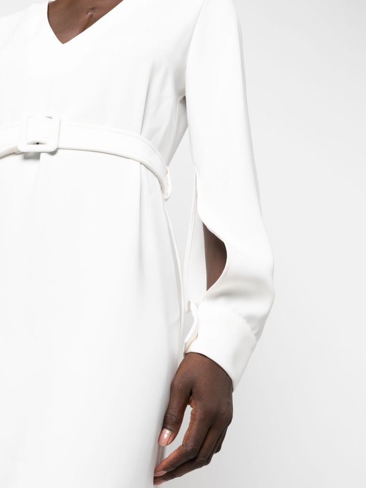 PAROSH belted V-neck minidress-7