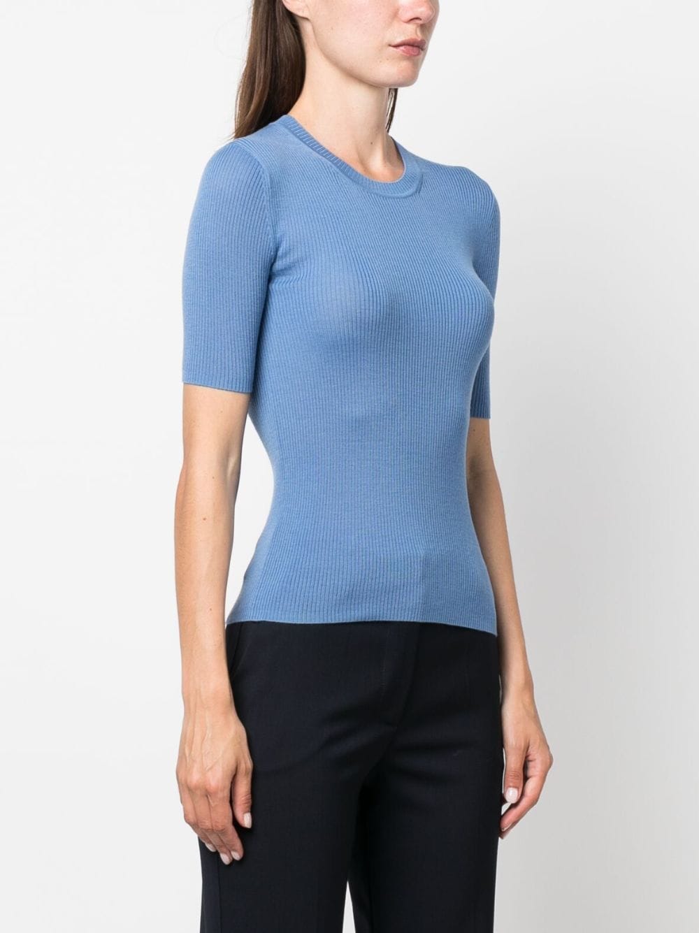 PAROSH ribbed-knit wool T-shirt-7