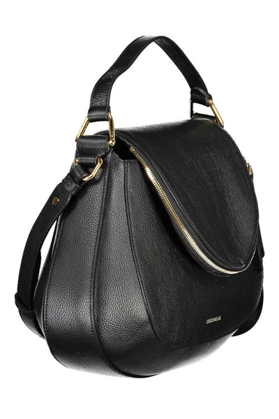 Coccinelle Elegant Black Leather Handbag with Versatile Strap