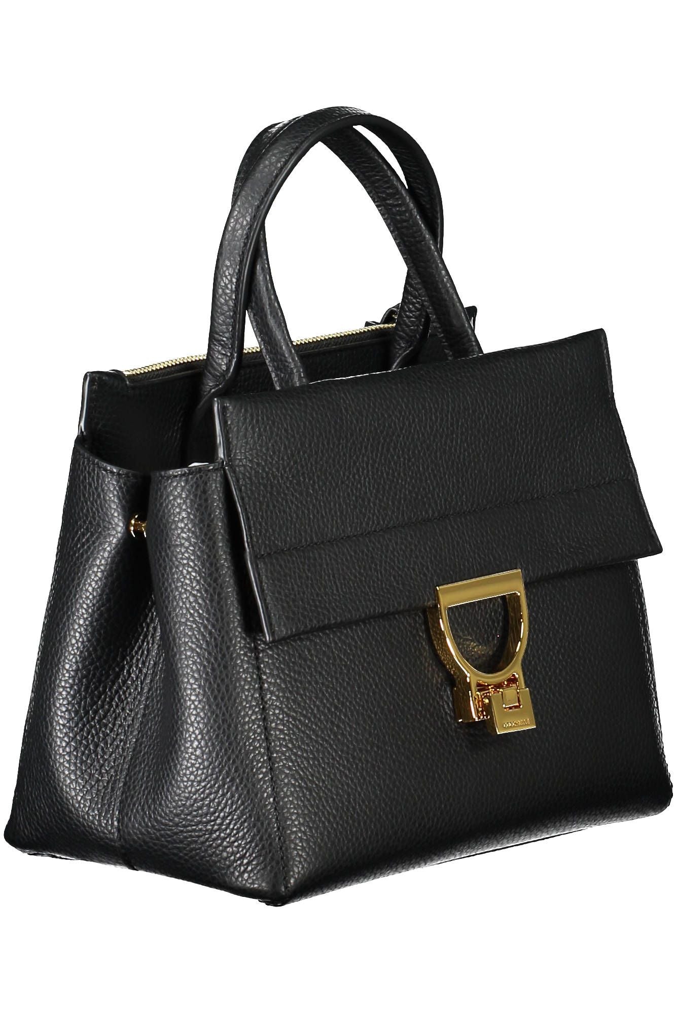 Coccinelle Elegant Black Leather Handbag With Versatile Straps