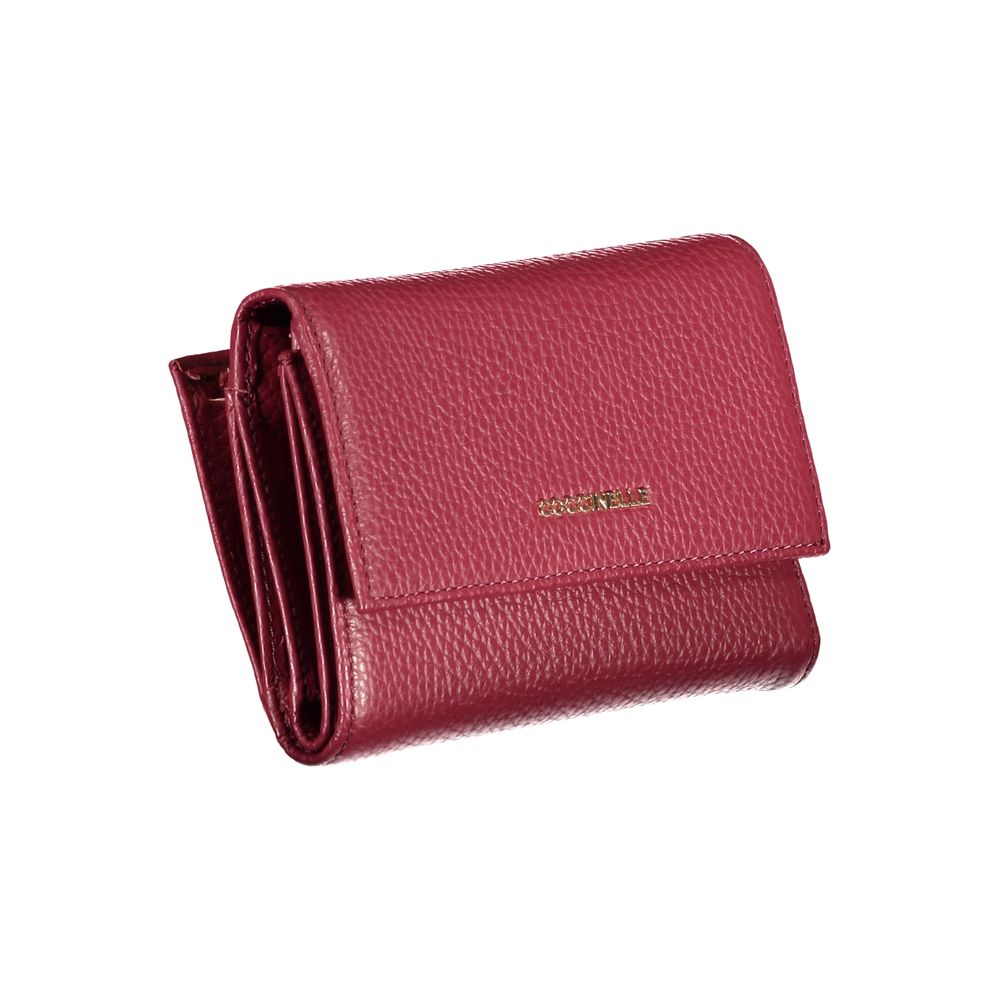 Coccinelle Elegant Pink Leather Tri-Fold Wallet
