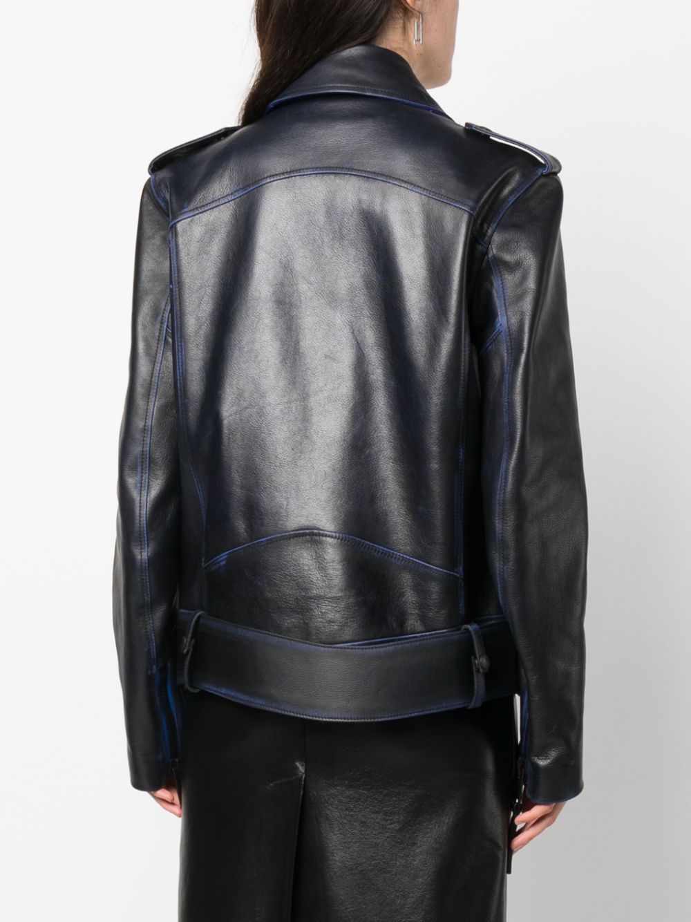 OFF WHITE contrast-trim leather jacket-3