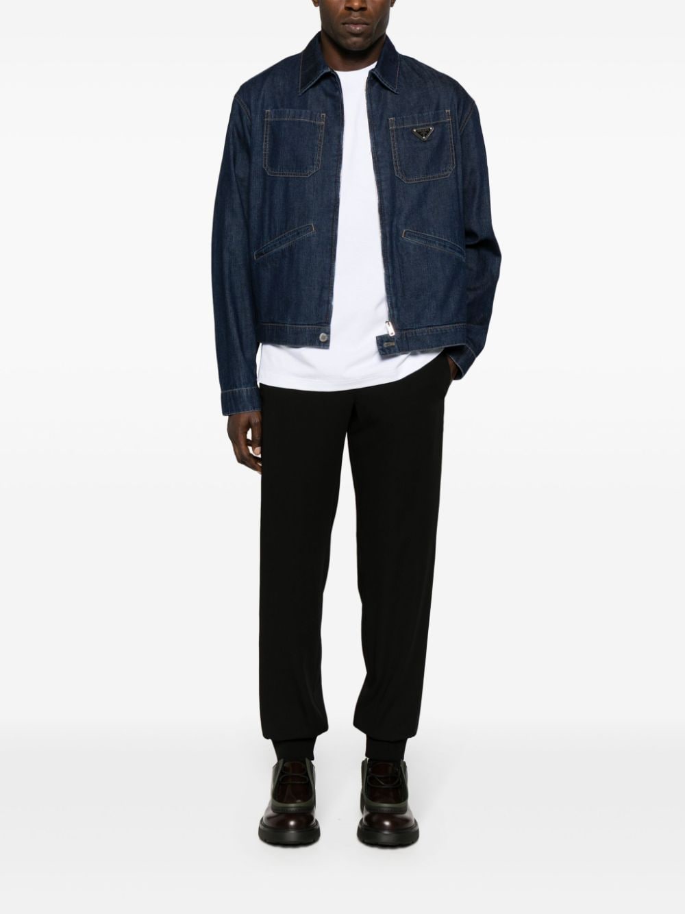 drawstring-waist tapered trousers-1