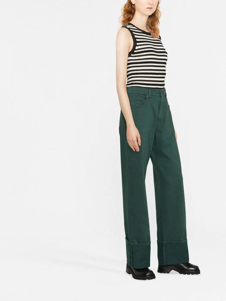 PAROSH turn-up cuffs straight-leg jeans-3