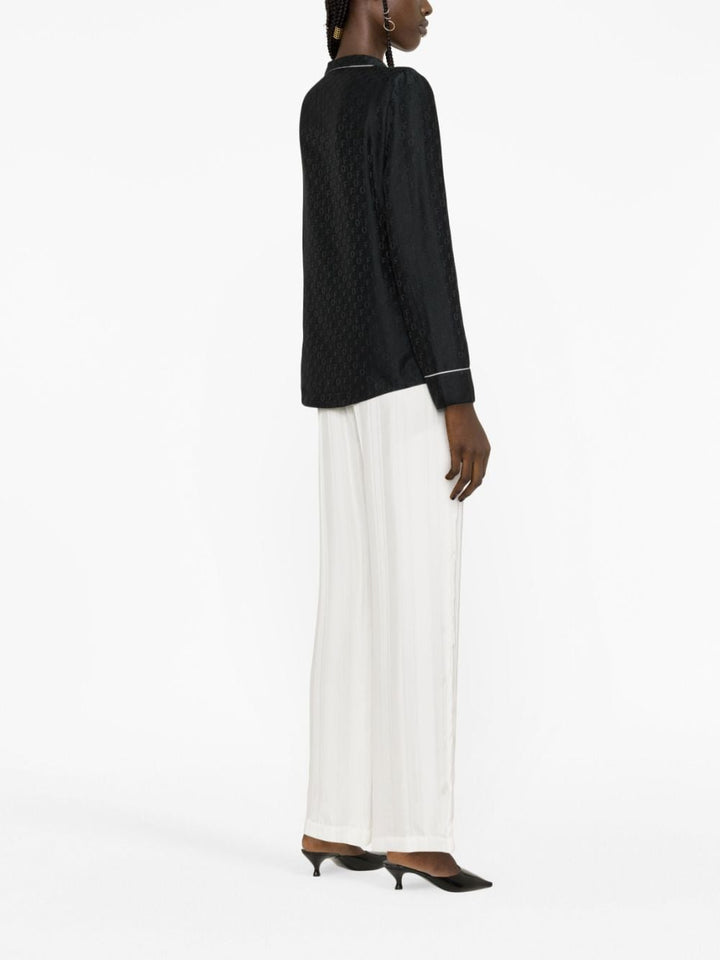 OFF WHITE logo-jacquard satin pyjama shirt-3