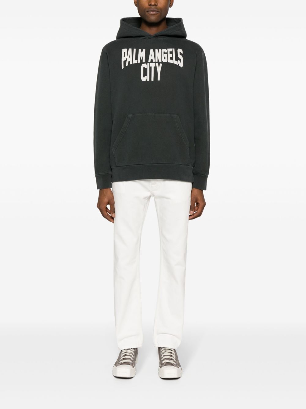 logo-embossed straight jeans-1