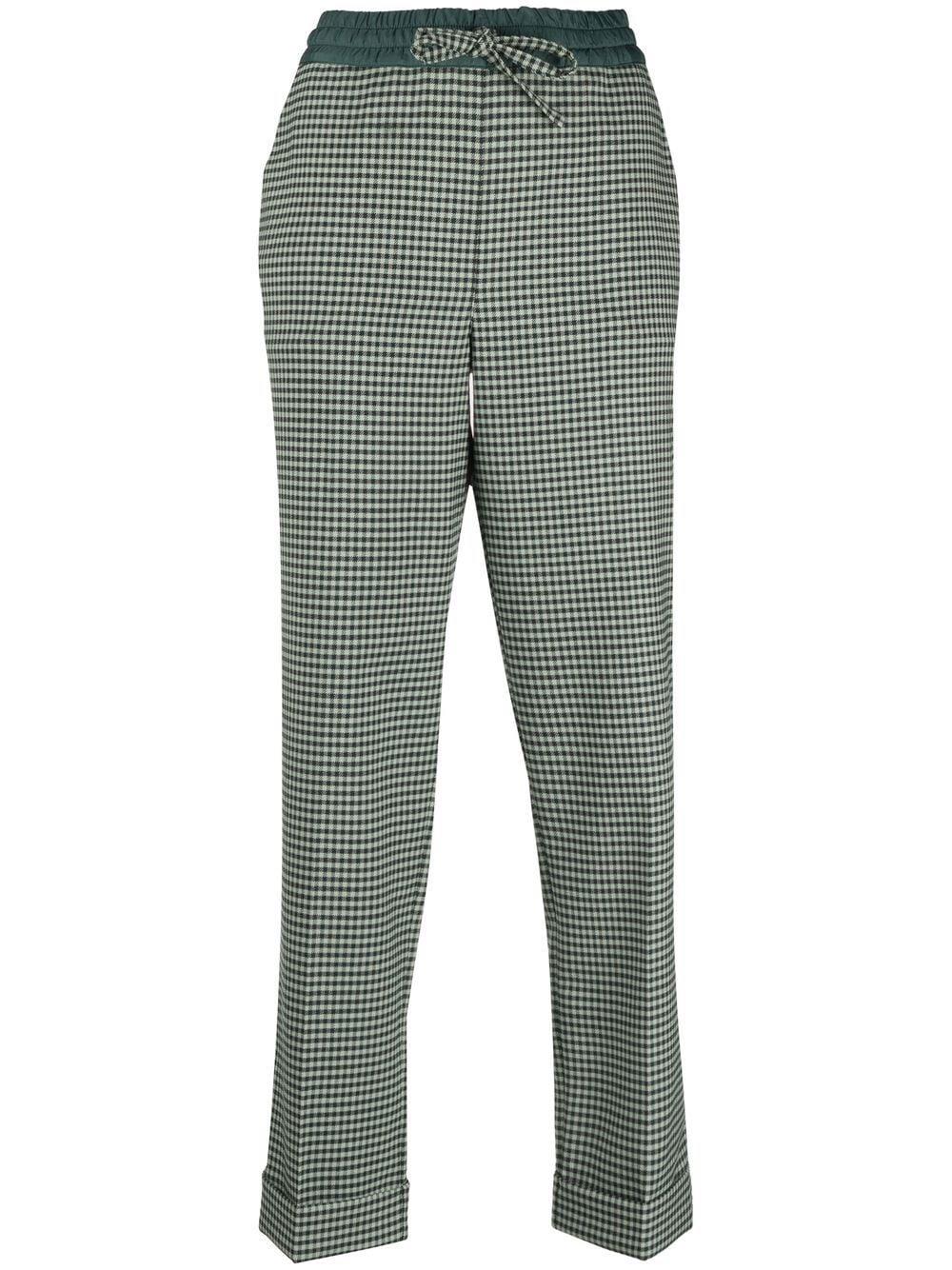 PAROSH fine-check tapered cropped trousers-0
