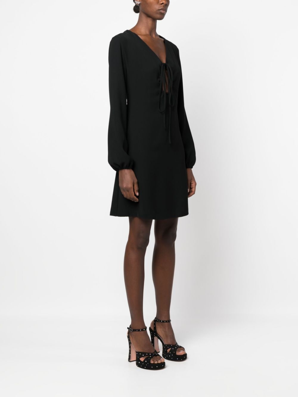 PAROSH Abito V-neck keyhole dress-5