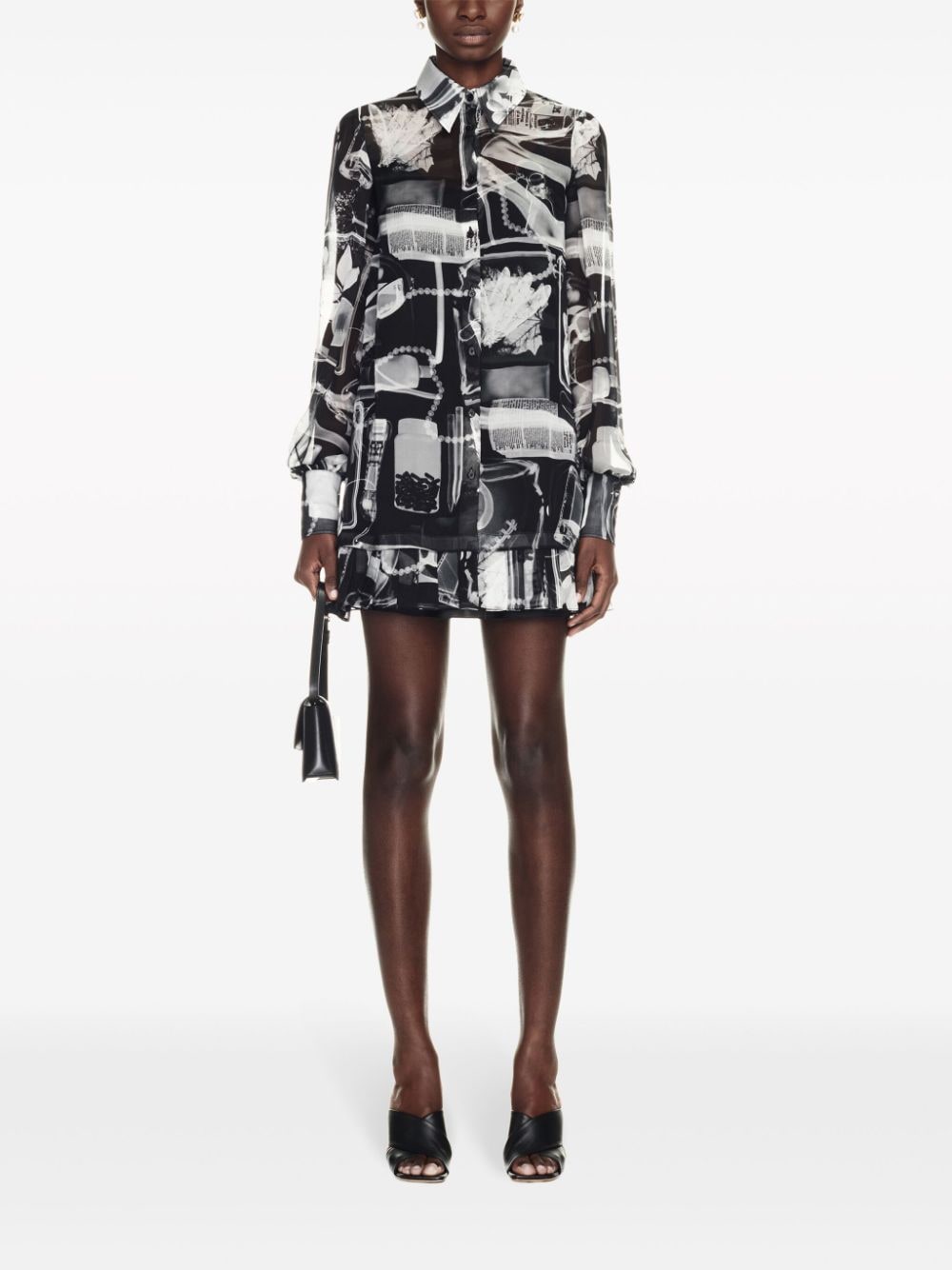 X-Ray-print silk shirt dress-1
