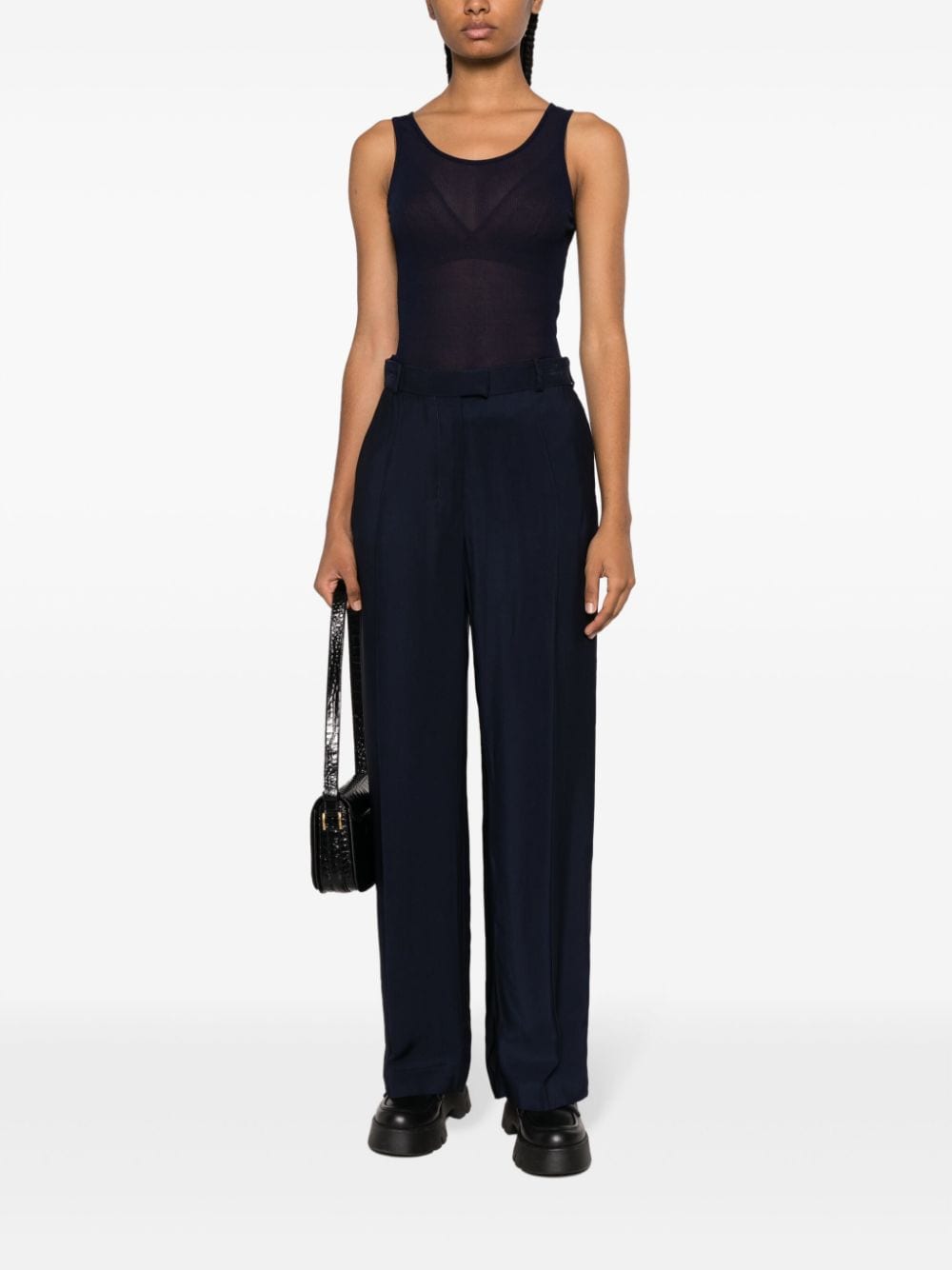 U-neck semi-sheer tank top-3