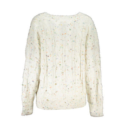 Desigual Chic Contrast V-Neck Sweater with Logo Detail