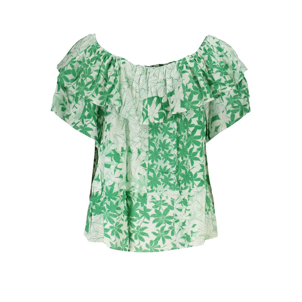 Desigual Green Boho Chic Patterned Tee with Logo