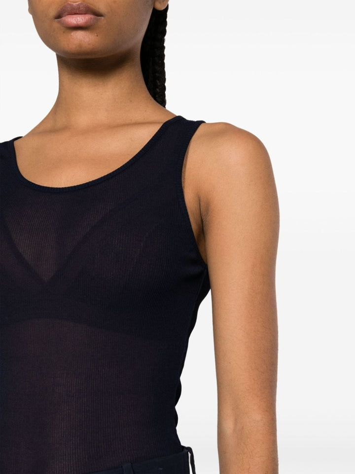 U-neck semi-sheer tank top-9