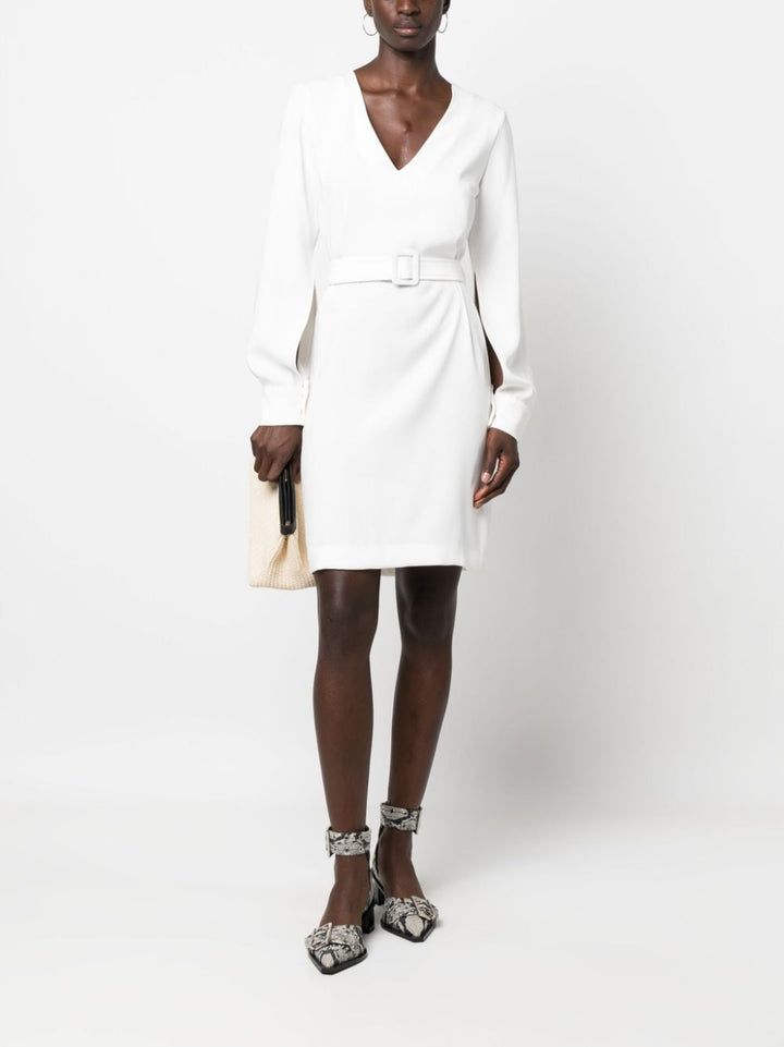 PAROSH belted V-neck minidress-2