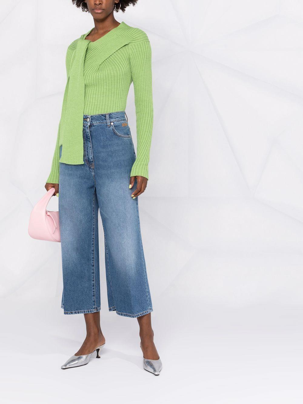 MSGM ribbed-knit knot-detail top-1