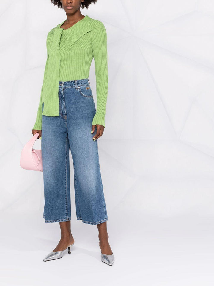 MSGM ribbed-knit knot-detail top-1