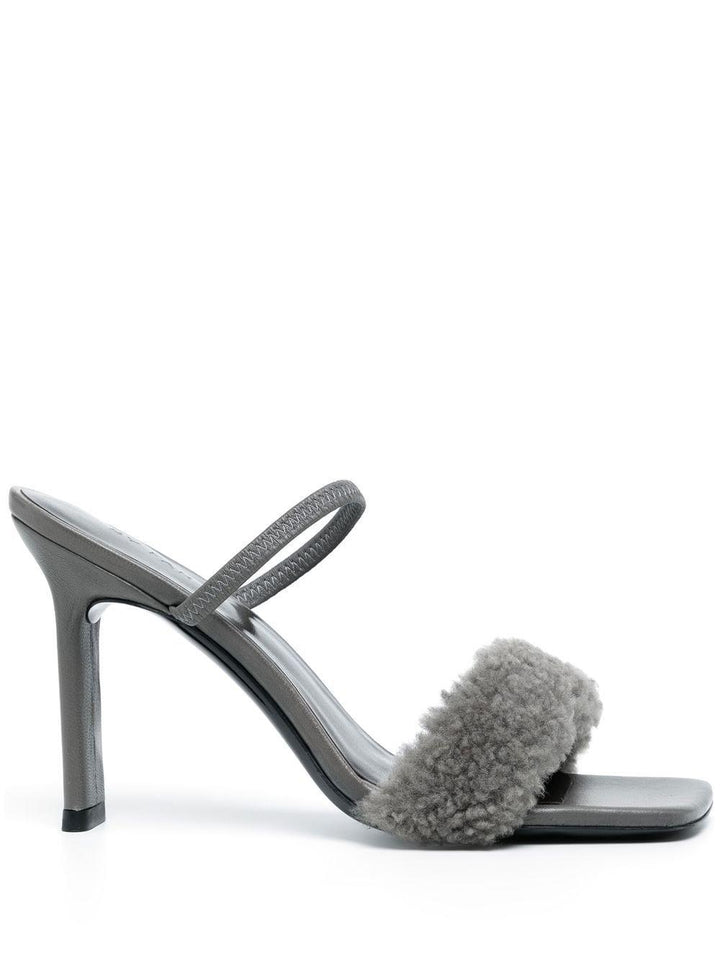 BY FAR  shearling strap open toe heels-0
