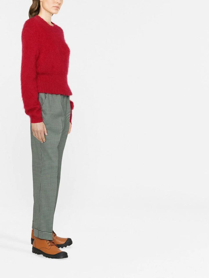 PAROSH fine-check tapered cropped trousers-2