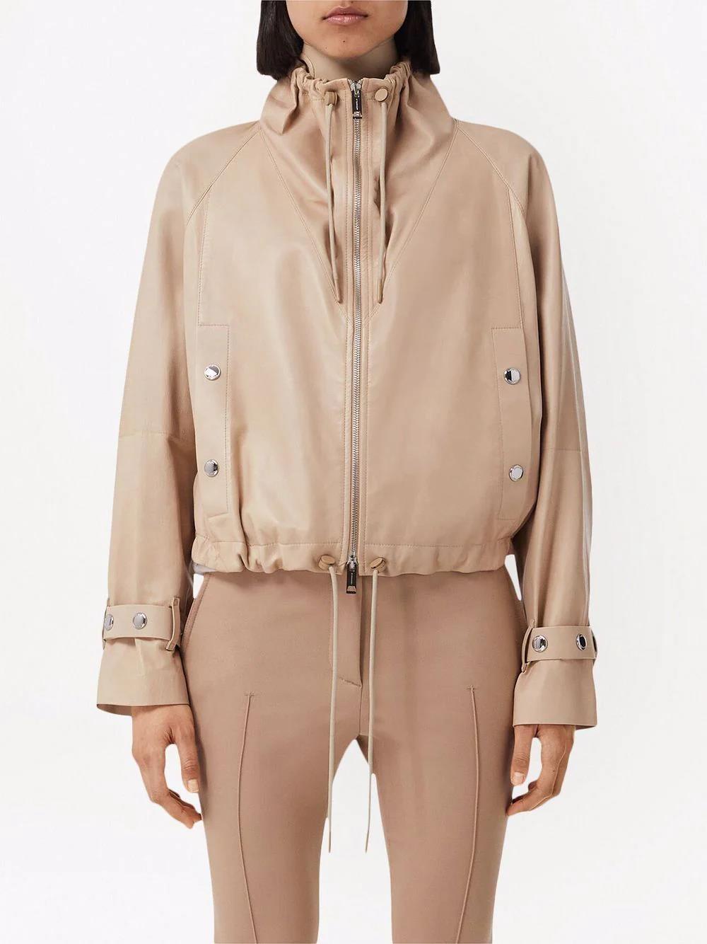 BURBERRY cropped leather jacket-3