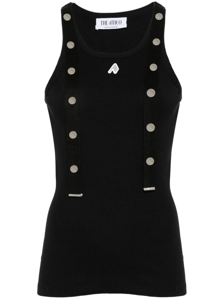 logo-appliqué ribbed tank top-1