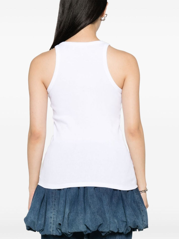 logo-appliqué ribbed tank top-4