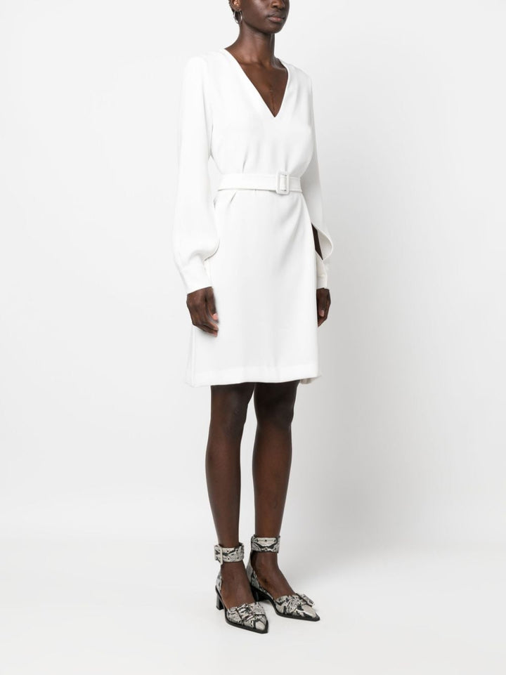 PAROSH belted V-neck minidress-4