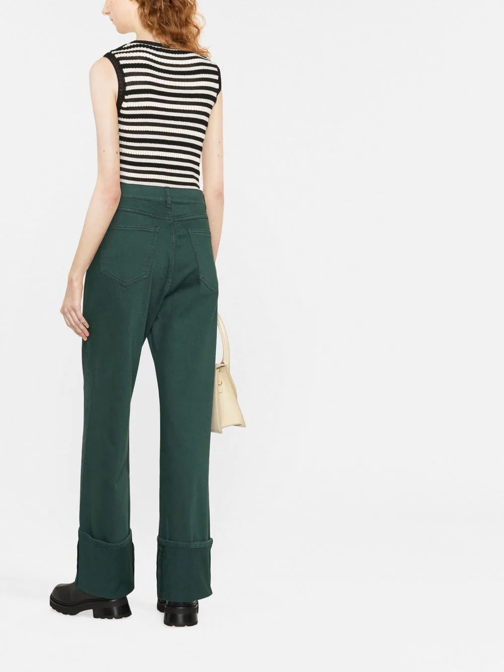 PAROSH turn-up cuffs straight-leg jeans-2