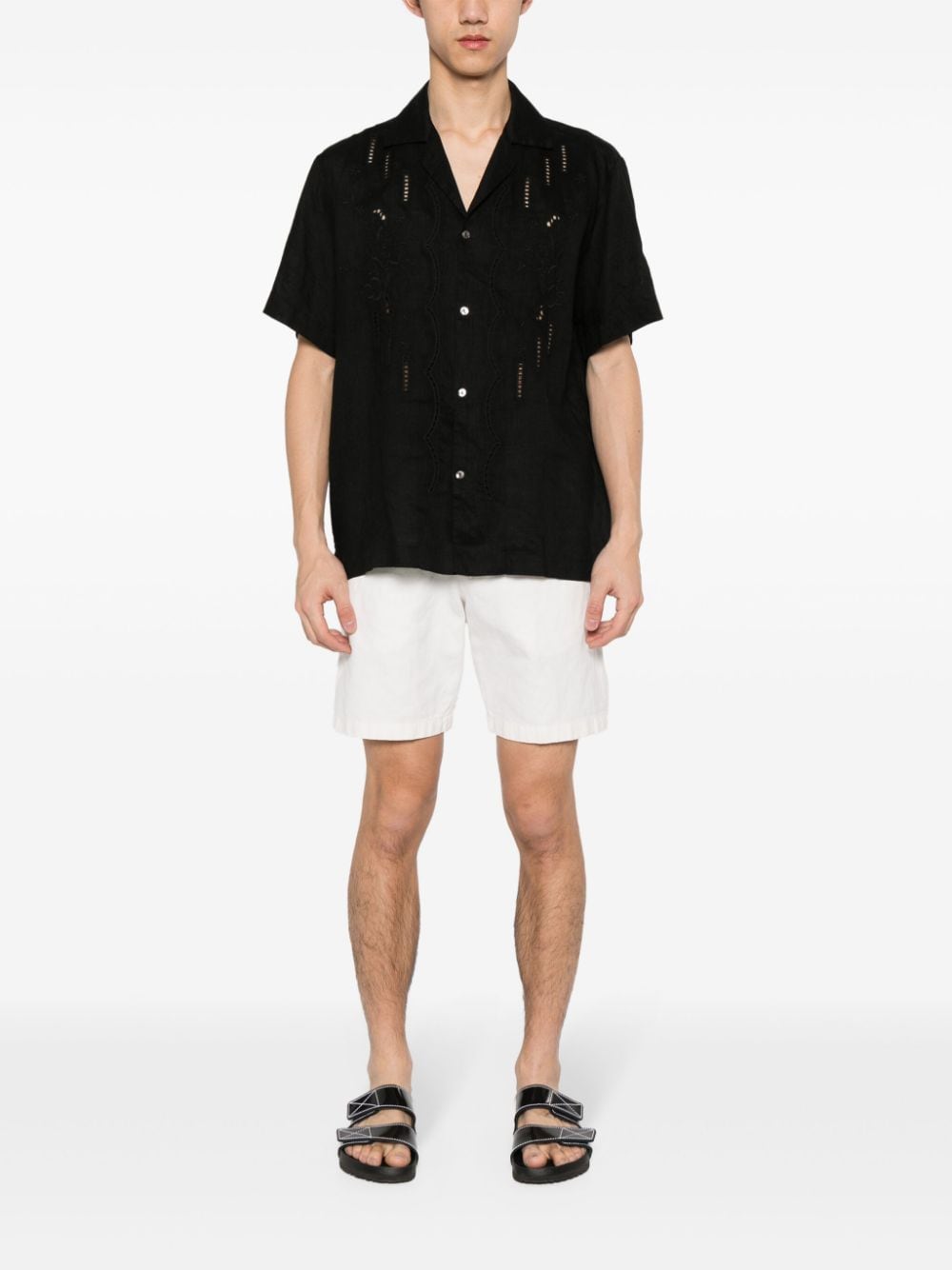 floral-embroidery linen shirt-5