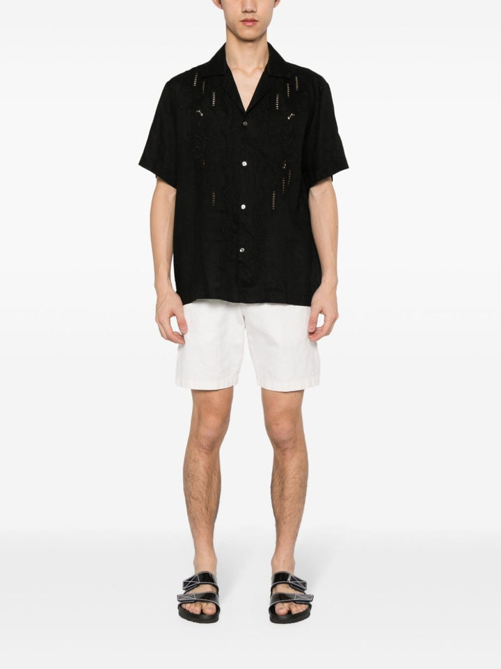floral-embroidery linen shirt-5