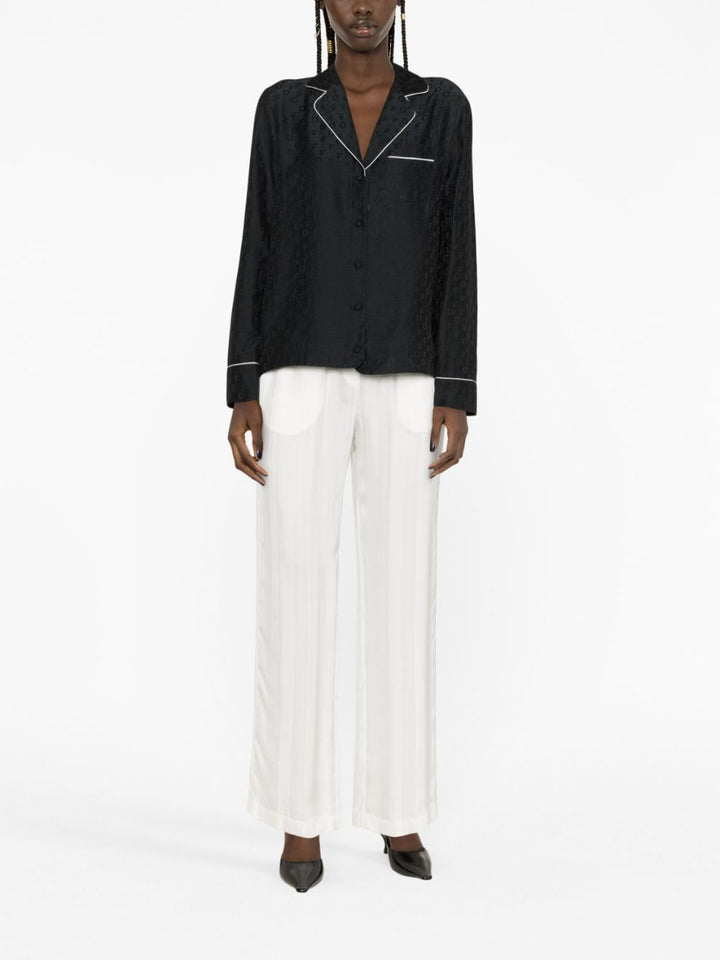 OFF WHITE logo-jacquard satin pyjama shirt-1