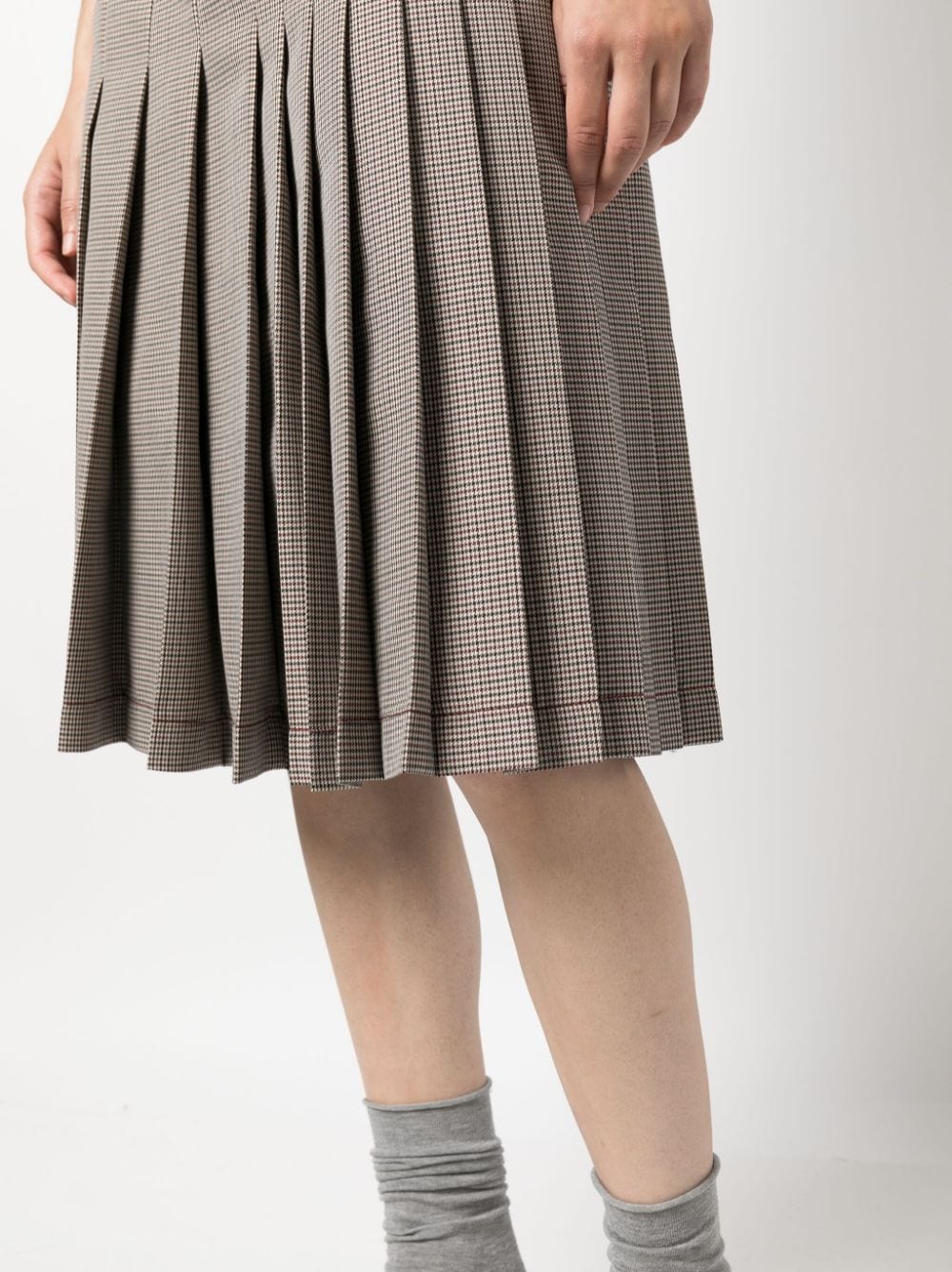 MARNI check-print pleated midi skirt-4