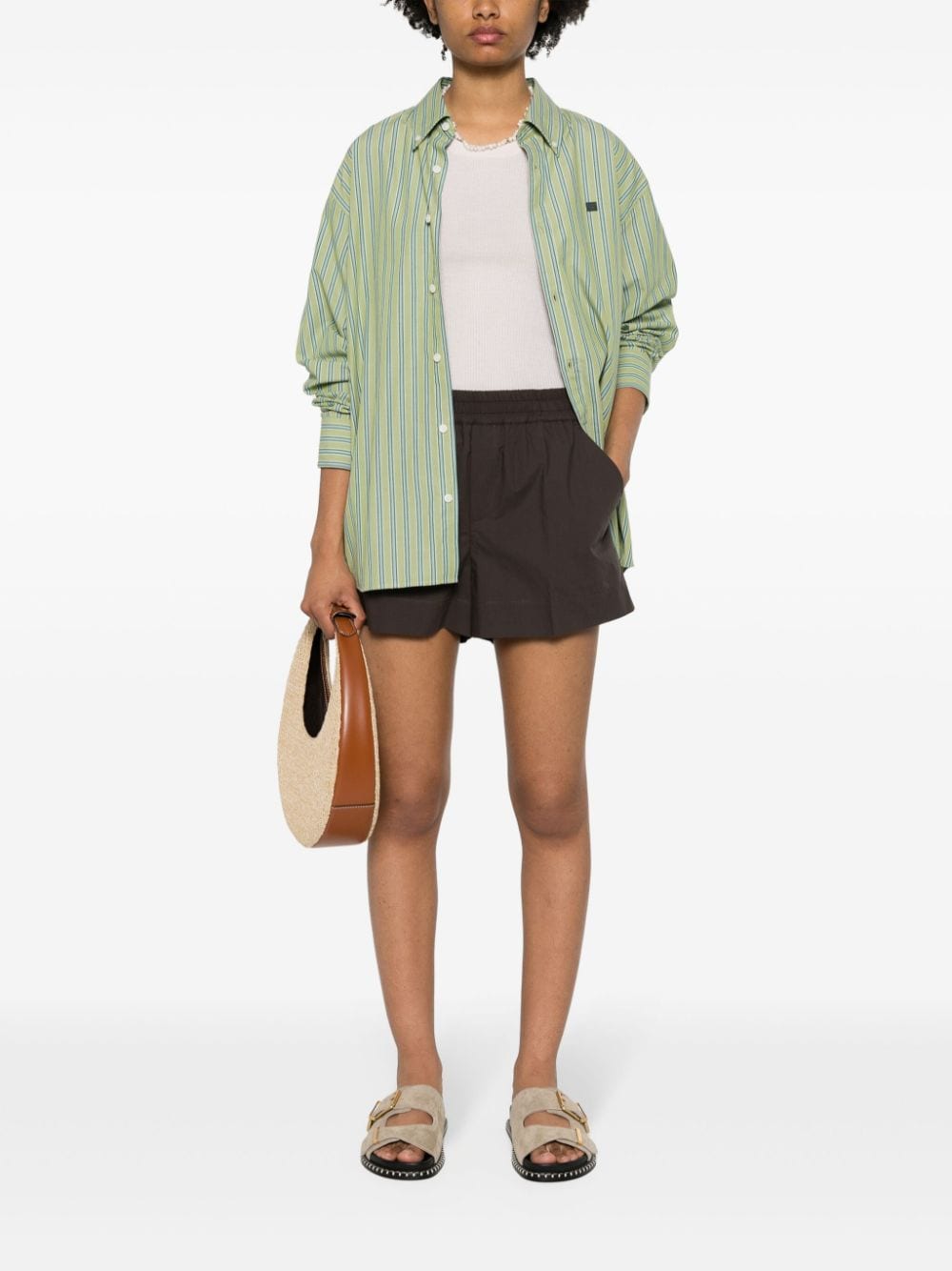 elasticated-waist cotton shorts-7