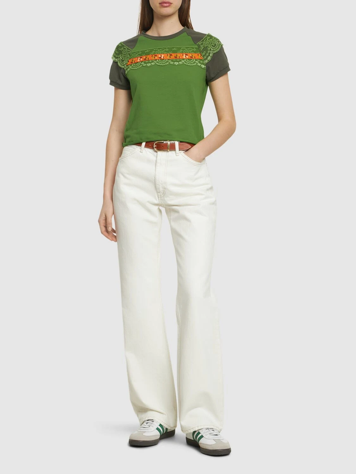 Cotton jersey raglan t-shirt with lace-2