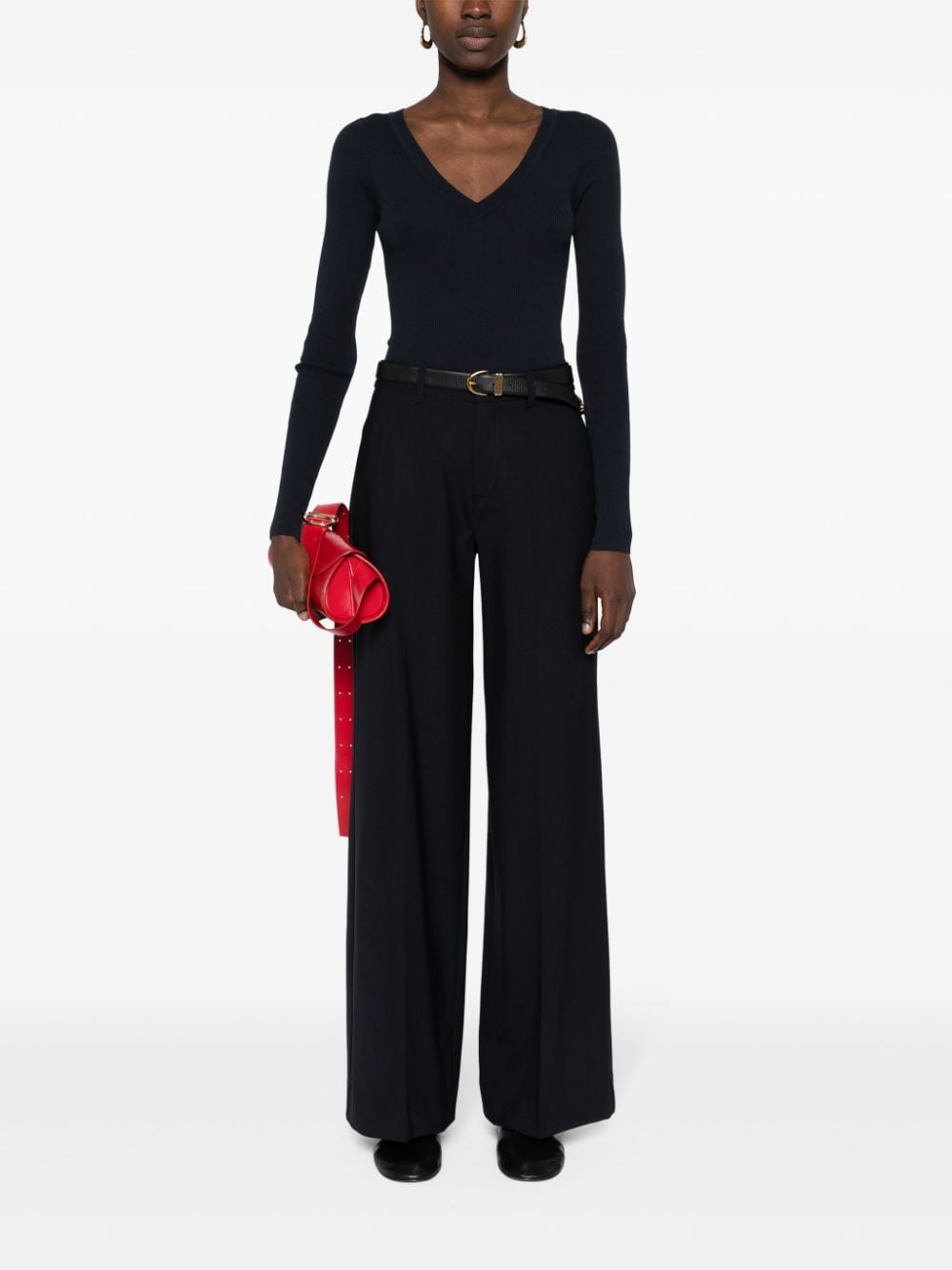 V-neck ribbed-knit top-7