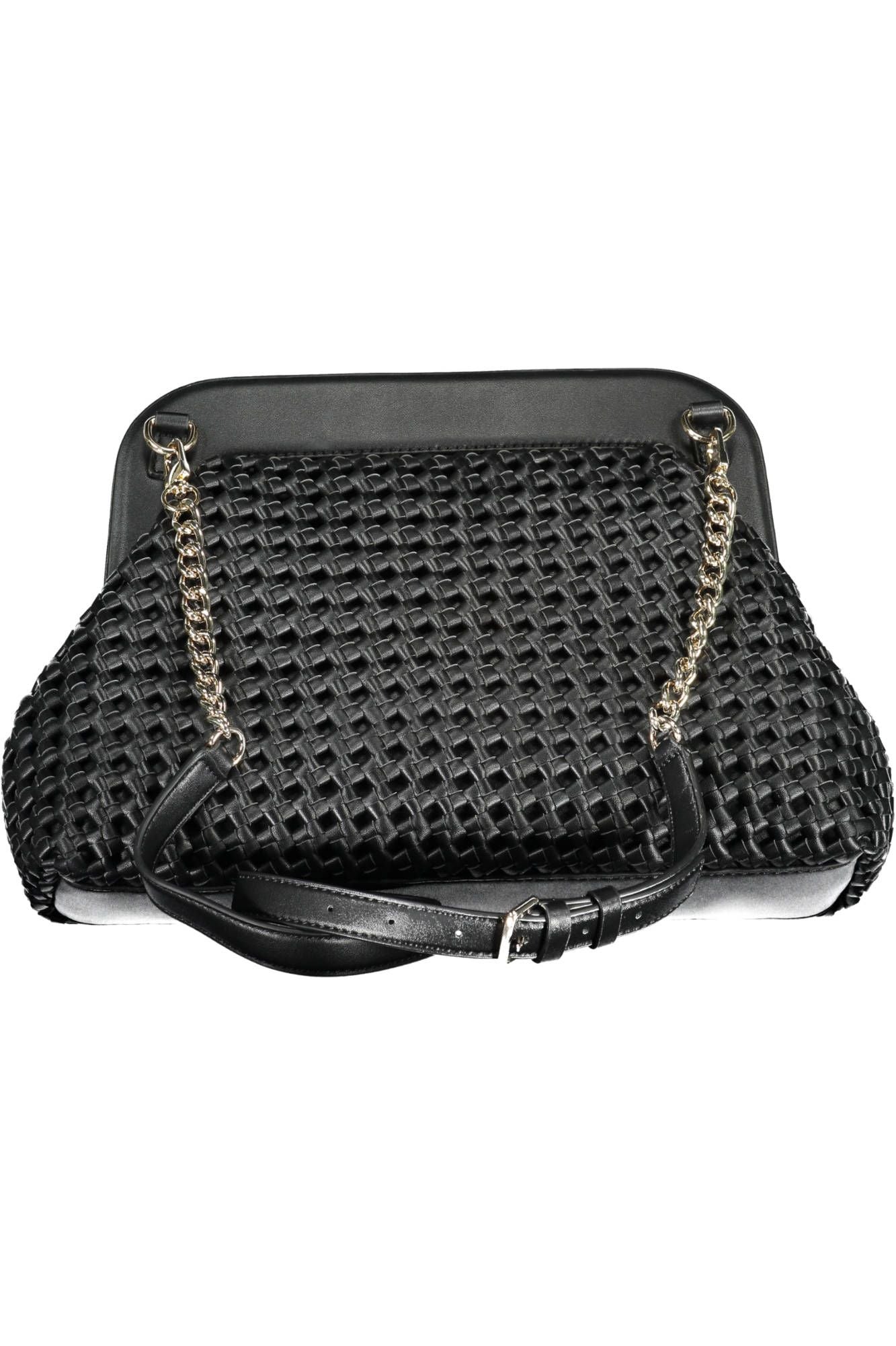 Guess Jeans Chic Black Polyurethane Satchel with Logo Detail