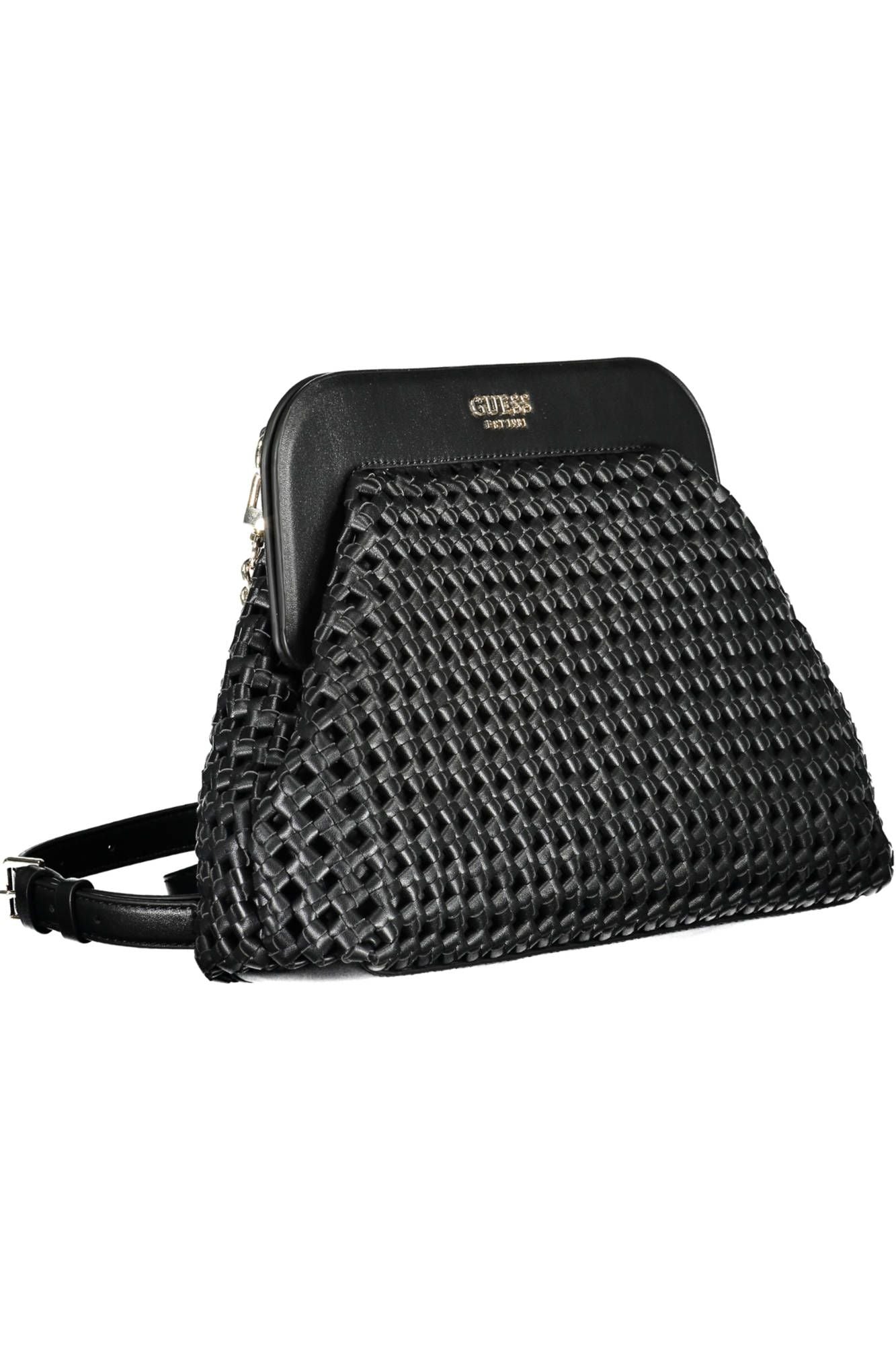 Guess Jeans Chic Black Polyurethane Satchel with Logo Detail