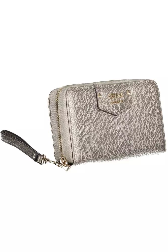 Guess Jeans Stylish Silver Zip Wallet with Coin Purse