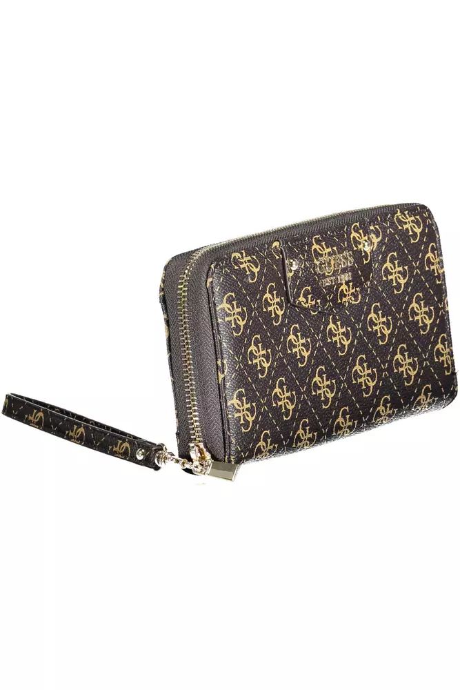 Guess Jeans Chic Brown Zip Wallet with Contrasting Details