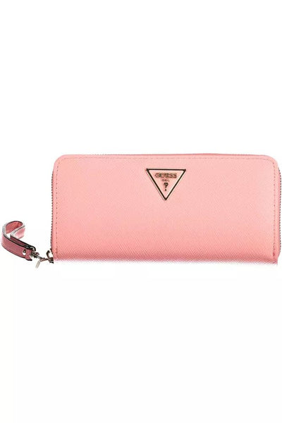 Guess Jeans Chic Pink Zip Wallet with Contrasting Details