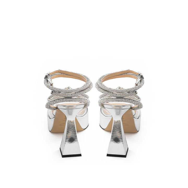 Mach & Mach Silver Leather Platform Heels