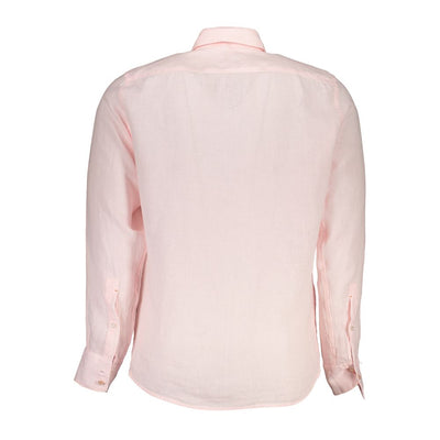 Hugo Boss Elegant Pink Linen Long Sleeve Shirt