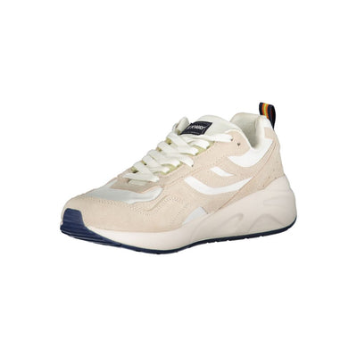 K-Way Beige Lace-Up Sneakers with Contrast Details