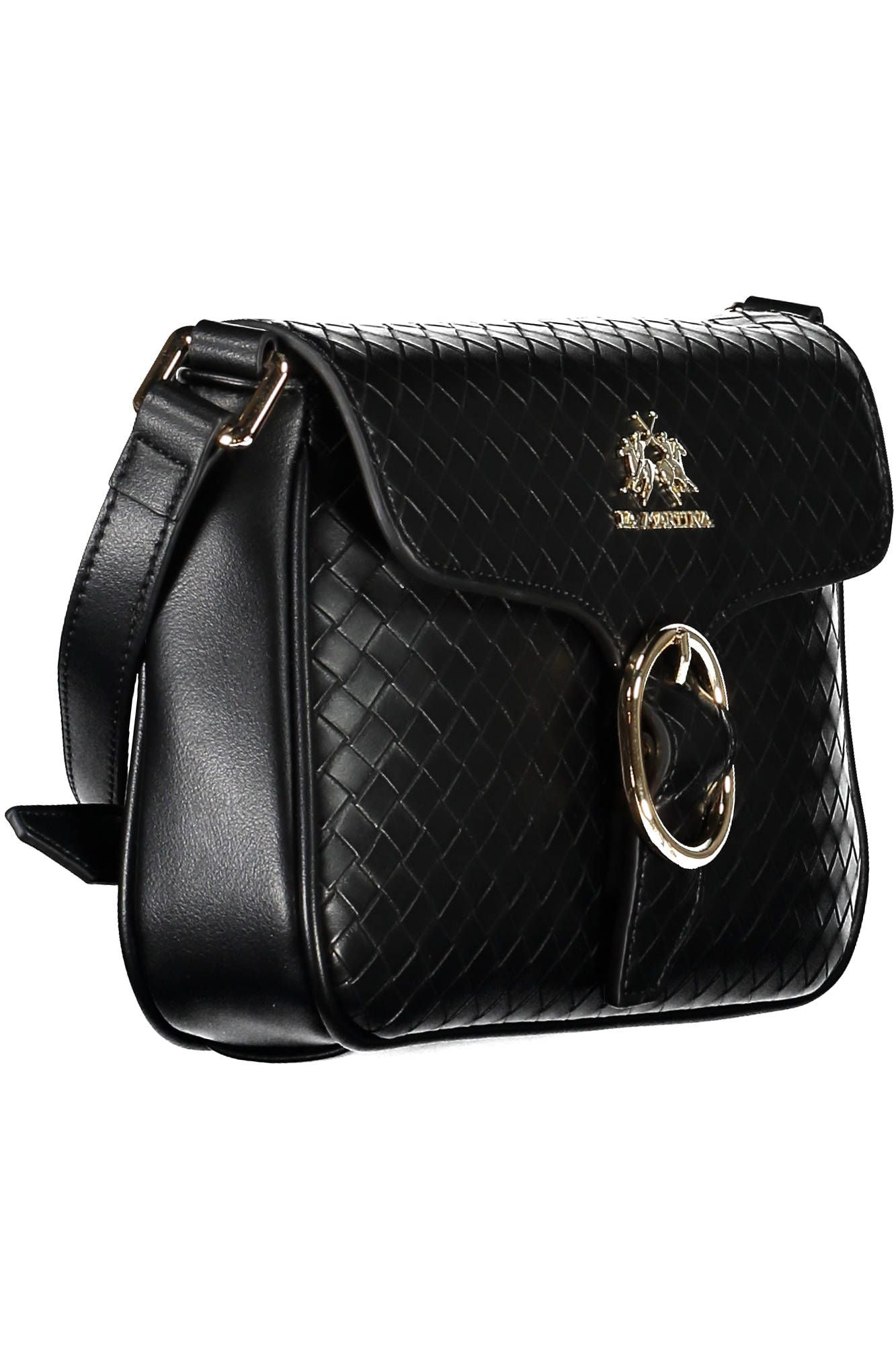 La Martina Elegant Black Shoulder Bag with Contrasting Details