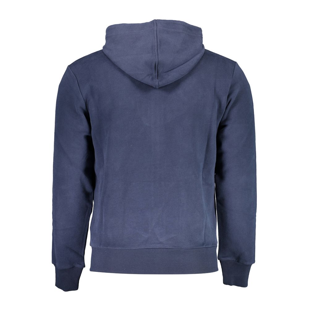 La Martina Elegant Blue Hooded Sweatshirt with Zip Detail