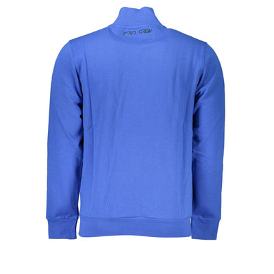 La Martina Elegant Blue Fleece Sweatshirt with Embroidery