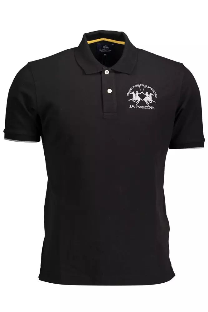 La Martina Black Cotton Polo Shirt