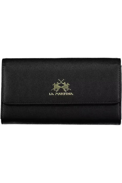 La Martina Elegant Black Polyethylene Wallet with Logo