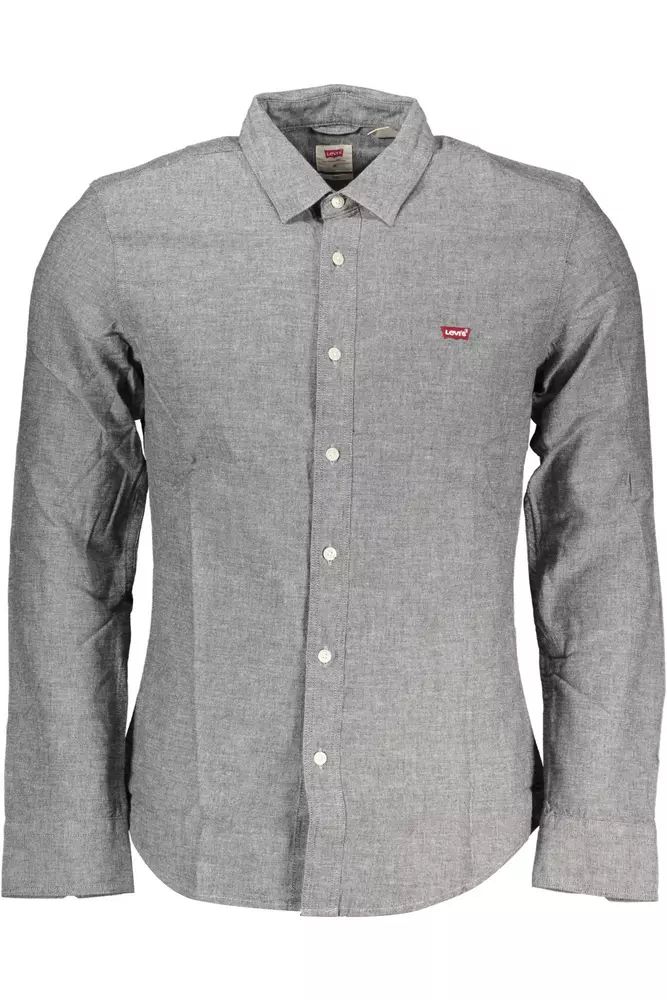 Levi's Elegant Slim Fit Gray Shirt with Italian Collar
